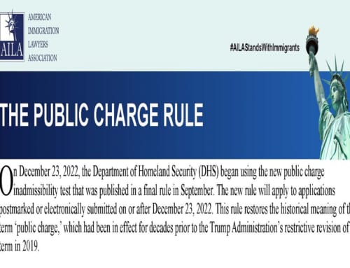 The Public Charge Rule – A Summary from the American Immigration Lawyers Association
